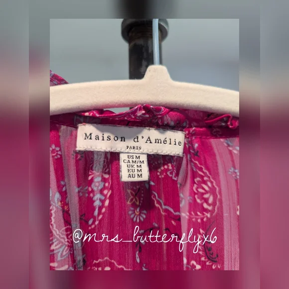 Semi Shear Long Sleeve Paisley Design Shirt - Picture 3 of 5